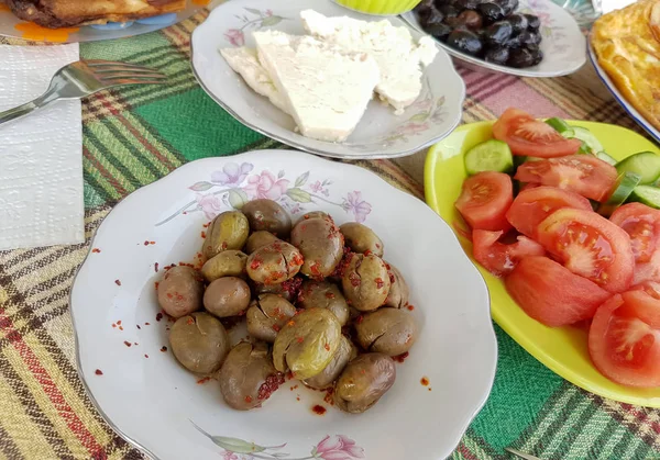 Traditional Delicious Turkish Breakfast Travel Concept Photo — Stock Photo, Image