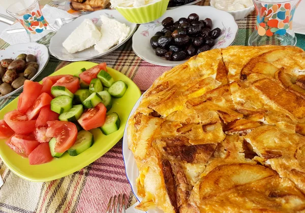 Traditional Delicious Turkish Breakfast Travel Concept Photo — Stock Photo, Image