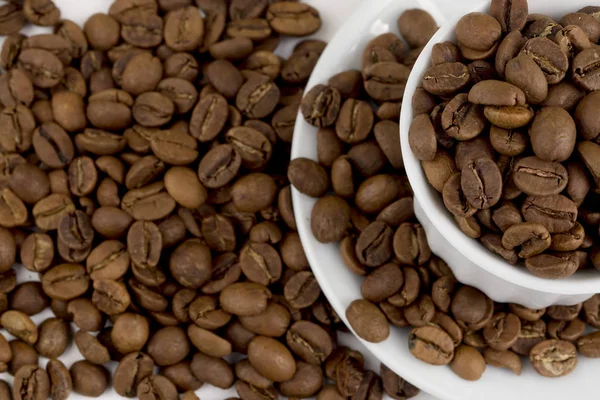 Turkish coffee on the white background. Coffee beans