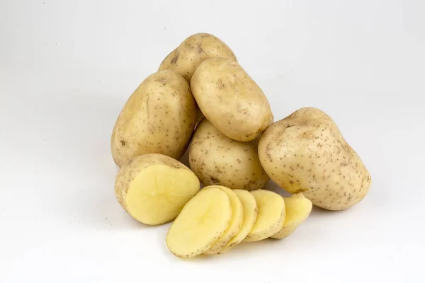 Fresh Organic Vegetables Potatoes White Background — Stock Photo, Image
