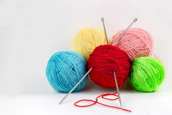 Close Shot Colored Wool Yarn Balls Background — Stock Photo, Image