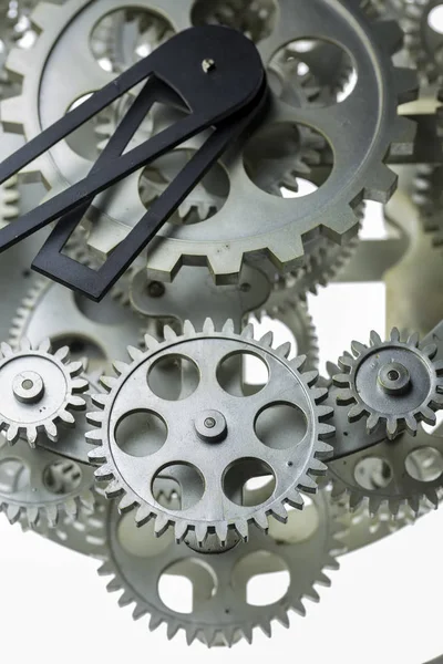 Close View Old Clock Mechanism Gears Cogs Conceptual Photo Your — Stock Photo, Image