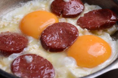 Türk usulü kızarmış sosis yumurta (Lida yumurta ile)