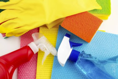 temizlik ürünleri, temizlik malzemesi, üzerinde beyaz izole