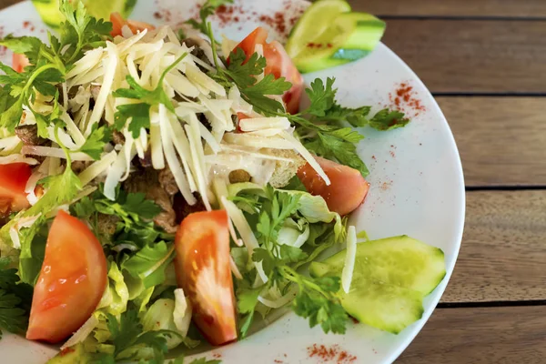 Yeşil diyet peynir salatası. Gıda fotoğraf. 