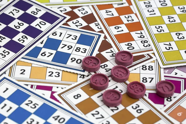 Bingo Cards Tombola Lotto Numbers Isolated — Stock Photo, Image