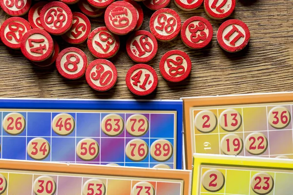 Tarjetas Bingo Tombola Lotto Con Números Aislados — Foto de Stock