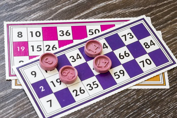 Bingobrickor Tombola Lotto Och Med Siffror Som Isolerade — Stockfoto