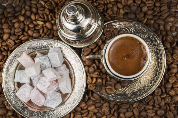 Традиционный Вкусный Турецкий Горячий Напиток Турецкий Кофе — стоковое фото