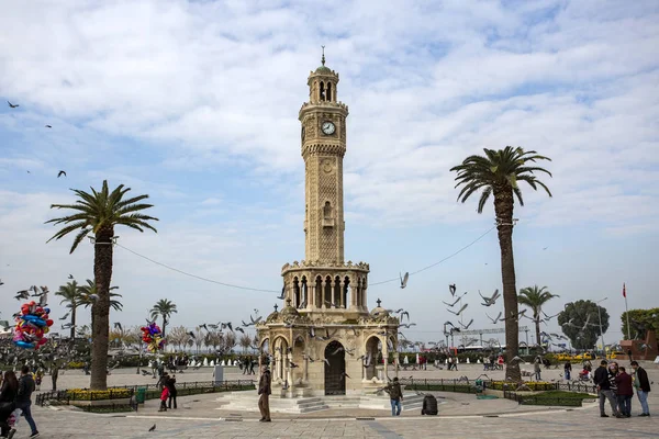 Izmir Turkey December 2018 Izmir Old Clock Tower Konak Square — Stock Photo, Image