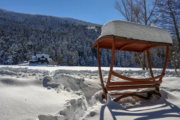 Golcuk Bolu Turquía Paisaje Nieve Invierno Foto Concepto Viaje — Foto de Stock