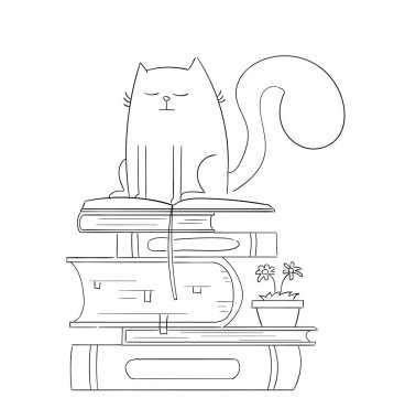 Şirin kedi çizmek illüstrasyon. Evde beslenen hayvan hayvan kavramı.