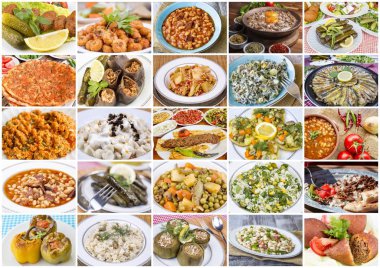 Geleneksel lezzetli Türk yemekleri çeşitli konsept fotoğraf kolaj.