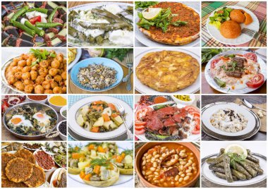 Geleneksel lezzetli Türk yemekleri çeşitli konsept fotoğraf kolaj.