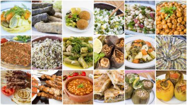 Geleneksel lezzetli Türk yemekleri çeşitli konsept fotoğraf kolaj.