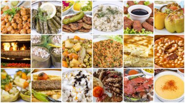 Geleneksel lezzetli Türk yemekleri çeşitli konsept fotoğraf kolaj.