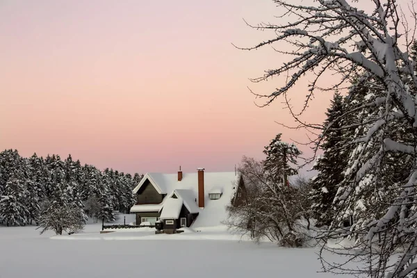 Golcuk Bolu Turquía Paisaje Temporada Invierno Vista Atardecer Foto Concepto — Foto de Stock