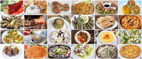 Traditionnel Délicieux Aliments Turcs Divers Collage Concept Photo — Photo