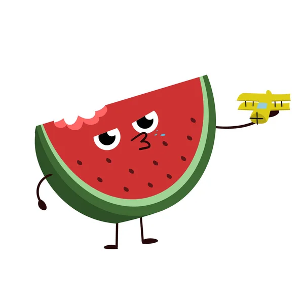 Aquarel Super Vriendelijk Watermeloen Characterdesign — Stockfoto