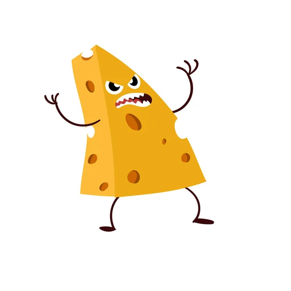 Komik Peynir Karakter Halat Izole Gıda Kavramı — Stok fotoğraf