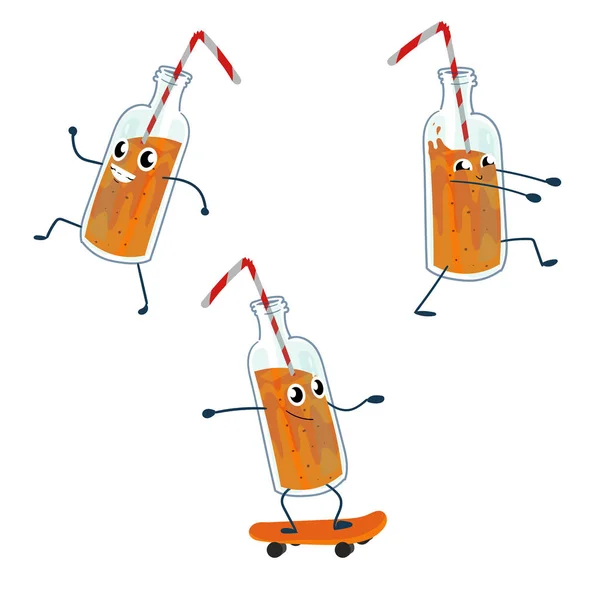 Funny Cute Orange Juice Illustration Cartoon Isolated — Stock Photo, Image