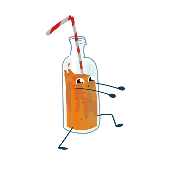 Vtipné Roztomilé Pomerančový Džus Ilustrace Kreslené Samostatný — Stock fotografie