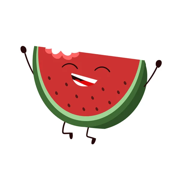 Watercolor Super Friendly Watermelon Character Design — Stock Photo, Image