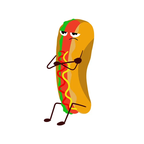 Hot Dogi Wesoły Zabawa Rysunek Kreskówka Białym Tle — Zdjęcie stockowe