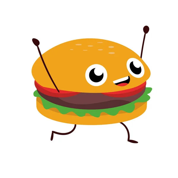 楽しいハンバーガーを描画する食品コンセプト漫画背景 — ストック写真
