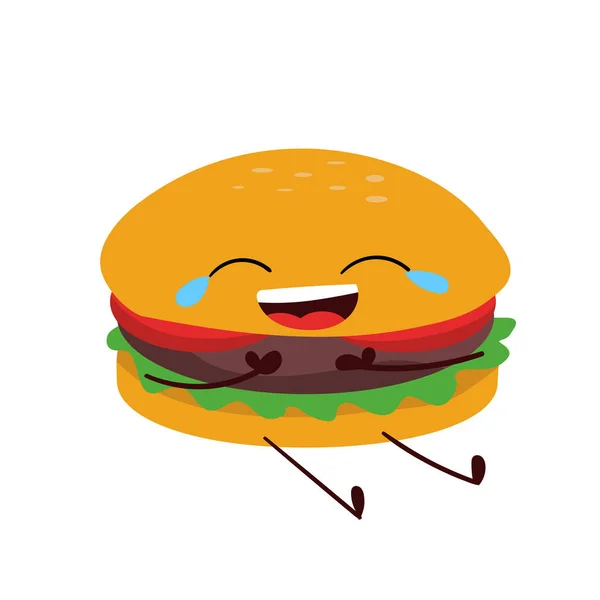 有趣的汉堡画 食品概念卡通背景 — 图库照片