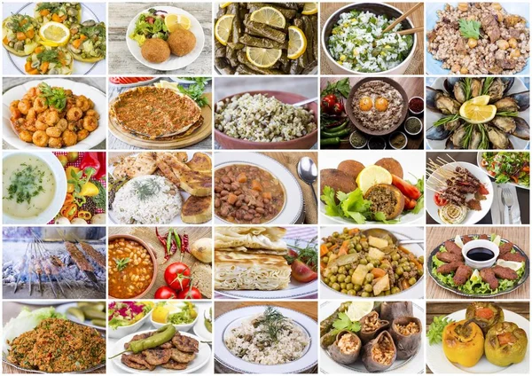 Traditionella Läckra Turkiska Livsmedel Collage Matkoncept — Stockfoto