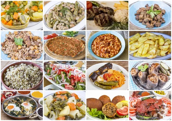 Traditionella Läckra Turkiska Livsmedel Collage Matkoncept — Stockfoto