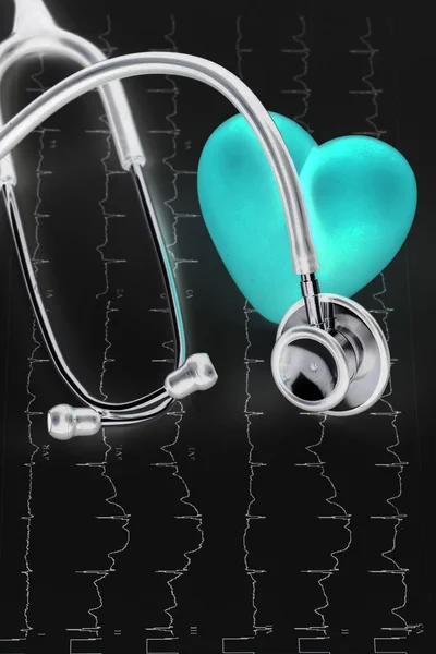Stethoscope and red heart Heart Check.Concept healthcare.