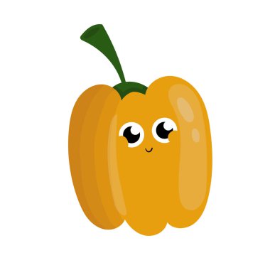 Komik mutlu biber sebze çizim illüstrasyon izole