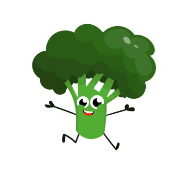 Arka plan illüstrasyon çizim komik mutlu brokoli izole