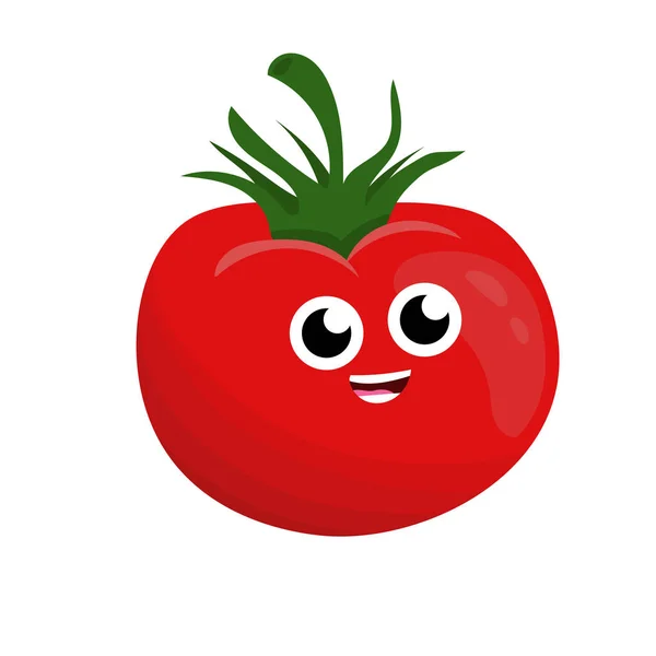 Grappige Gelukkig Tomaten Plantaardige Tekening Illustratie Geïsoleerd — Stockfoto