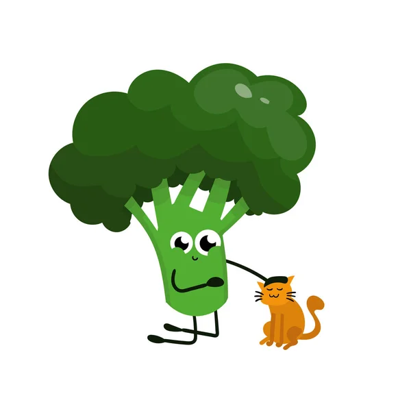 Grappige Gelukkig Broccoli Tekening Illustratie Geïsoleerd Achtergrond — Stockfoto