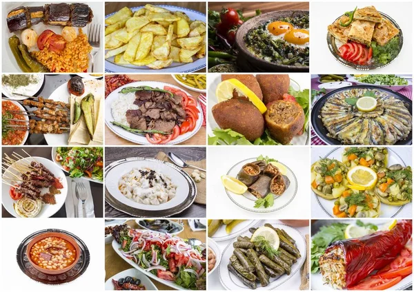 Tradicional Deliciosa Comida Turca Collage Foto Concepto Comida — Foto de Stock