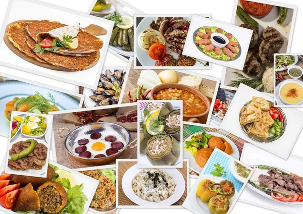 Traditional delicious Turkish foods collage. Food concept photo.