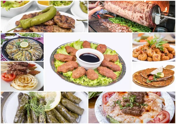 Colagem Alimentos Turcos Deliciosos Tradicionais Foto Conceito Comida — Fotografia de Stock