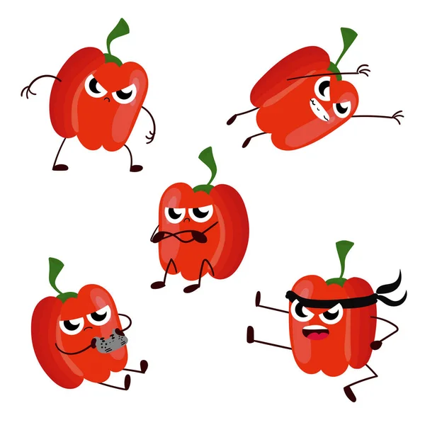 Funny Cartoon Red Pepper Drawing Illustration Isolated — Stock Photo, Image