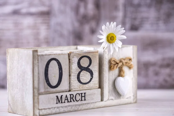 8. März, Holzkalender, Weltfrauentag — Stockfoto