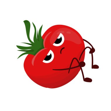 Şirin komik domates izole illüstrasyon. Gıda kavramı çizmek.