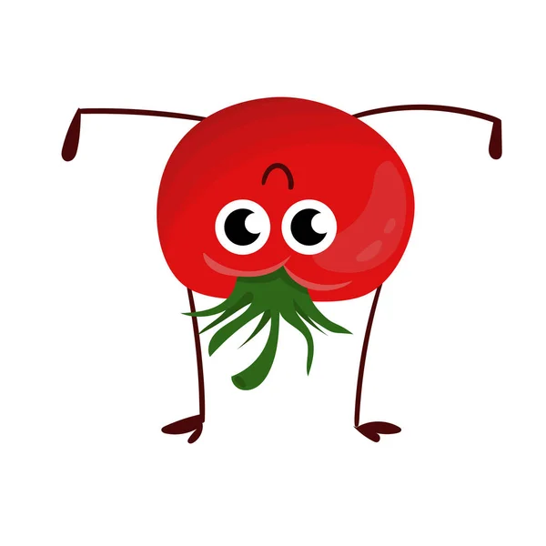 Roztomilý funny rajčata izolované ilustrace. Jídlo koncept remíza. — Stock fotografie