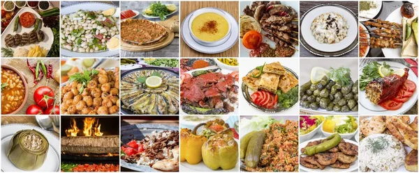 Традиционные вкусные турецкие блюда коллаж. Концепция питания . — стоковое фото
