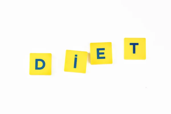 Gezond eten, dieet woord op witte achtergrond — Stockfoto