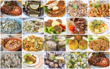 Geleneksel lezzetli Türk yemekleri kolaj. Gıda kavramı fotoğraf.