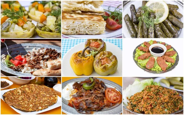 Colagem de alimentos turcos deliciosos tradicionais. Foto conceito de comida . — Fotografia de Stock