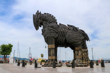 Çanakkale, Türkiye / 26 Mayıs 2019 / Canakkal'da Ahşap At görünümü