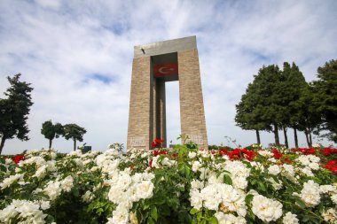 Canakkale Martyrs' Memorial against to Dardanelles Strait